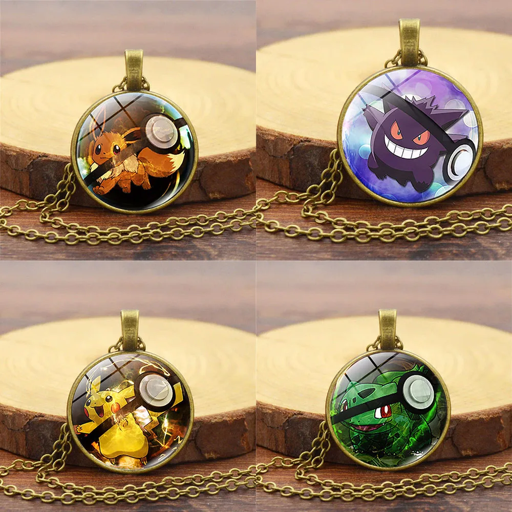 

Pokemon Anime Figure Time Gem Pendant Necklace Cartoon Kawaii Pikachu Creative Pendant Decoration Kids Gift Toy Accessories