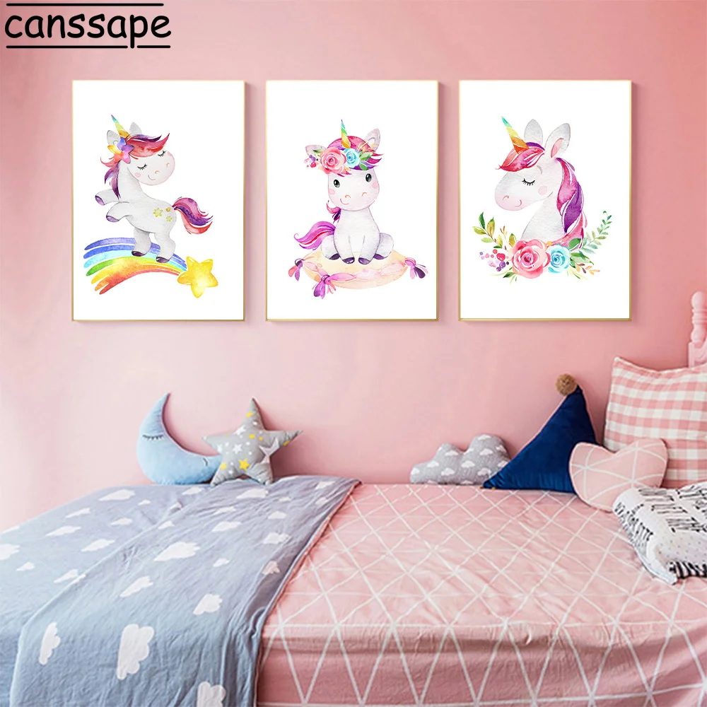 Детская настенная Картина на холсте рандомный Радужный принт звезда плакаты