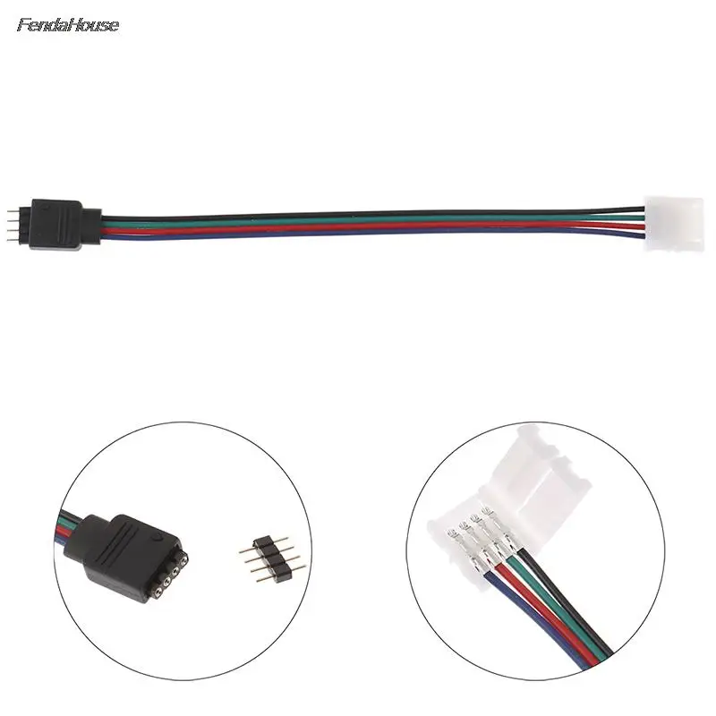 

15cm 1pc 5050 RGB 4 Pin LED Strip Light Connectors Strip To Power Adaptor 4 Conductor 10mm Wide Connector