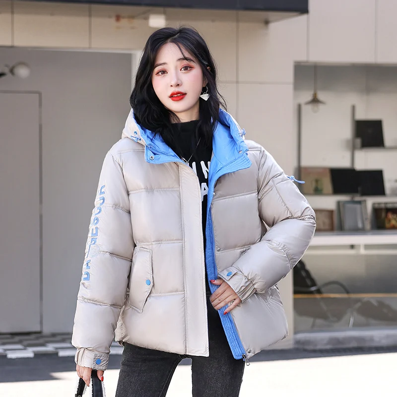 

Beardon Women's Winter Jacket 2022 New Down Padded Jacket Short Casual Hooded Loose Fashion All-match Glossy Parkas Women's Coat