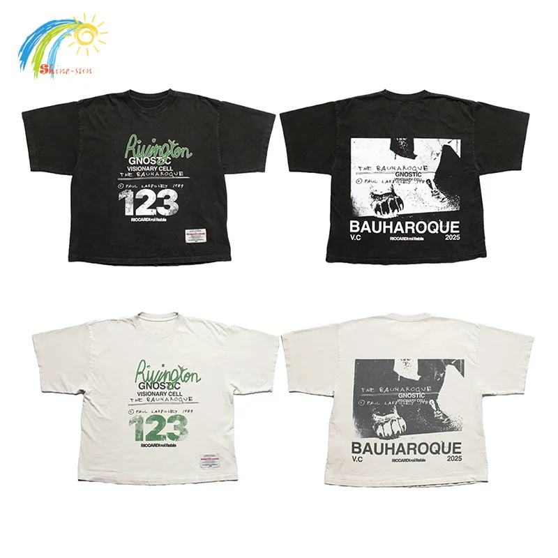 Лето 2025 г. новый стиль футболка с графическим принтом RRR123 мужская и женская