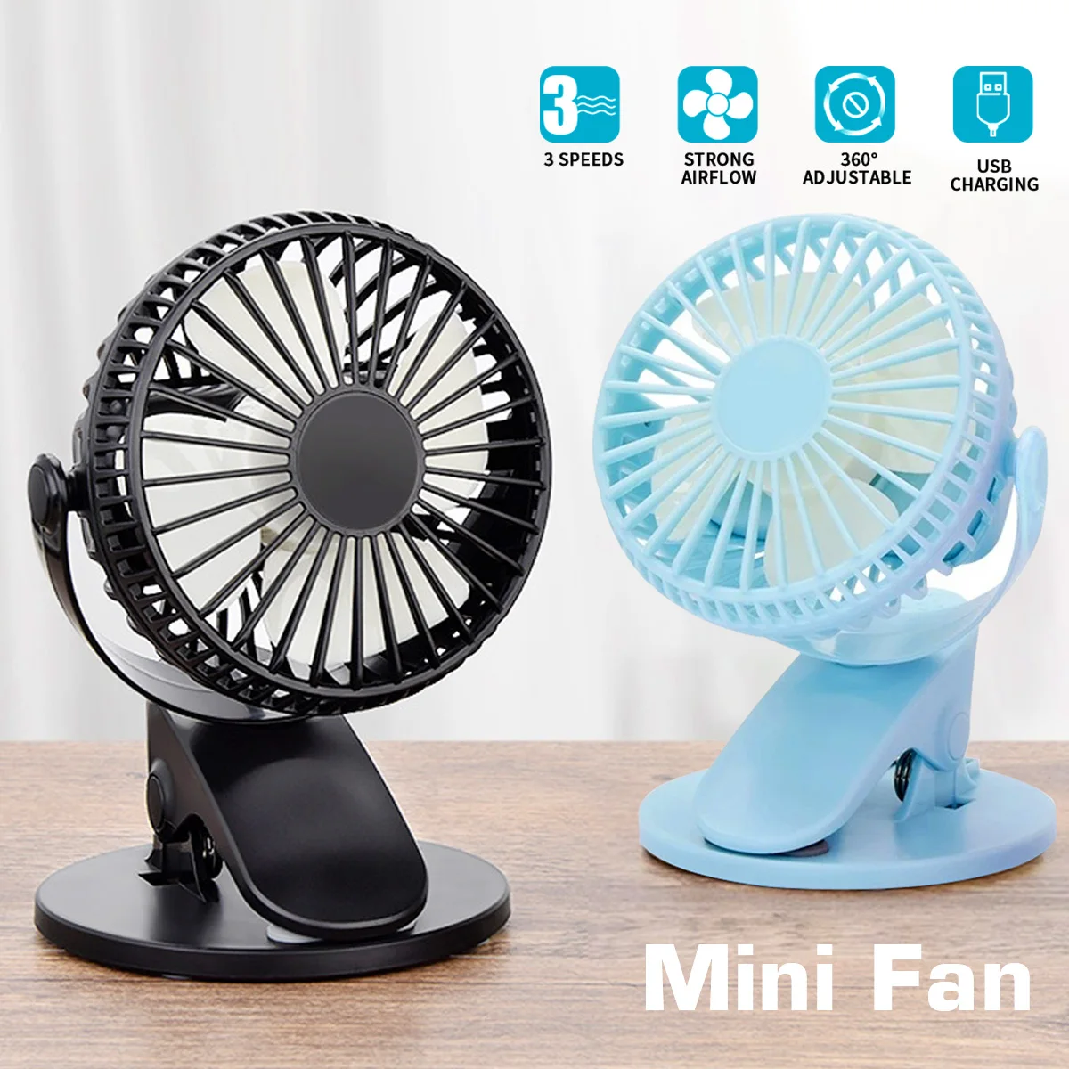 Новый портативный настольный USB-вентилятор с клипсой перезаряжаемый охлаждающий