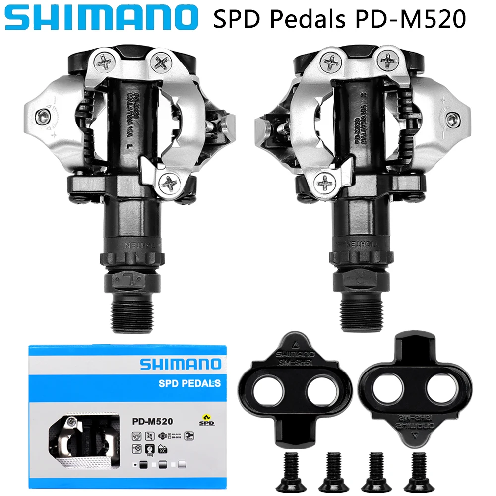 Самоблокирующаяся велосипедная педаль SHIMANO PD-M520 черно-белые педали SPD