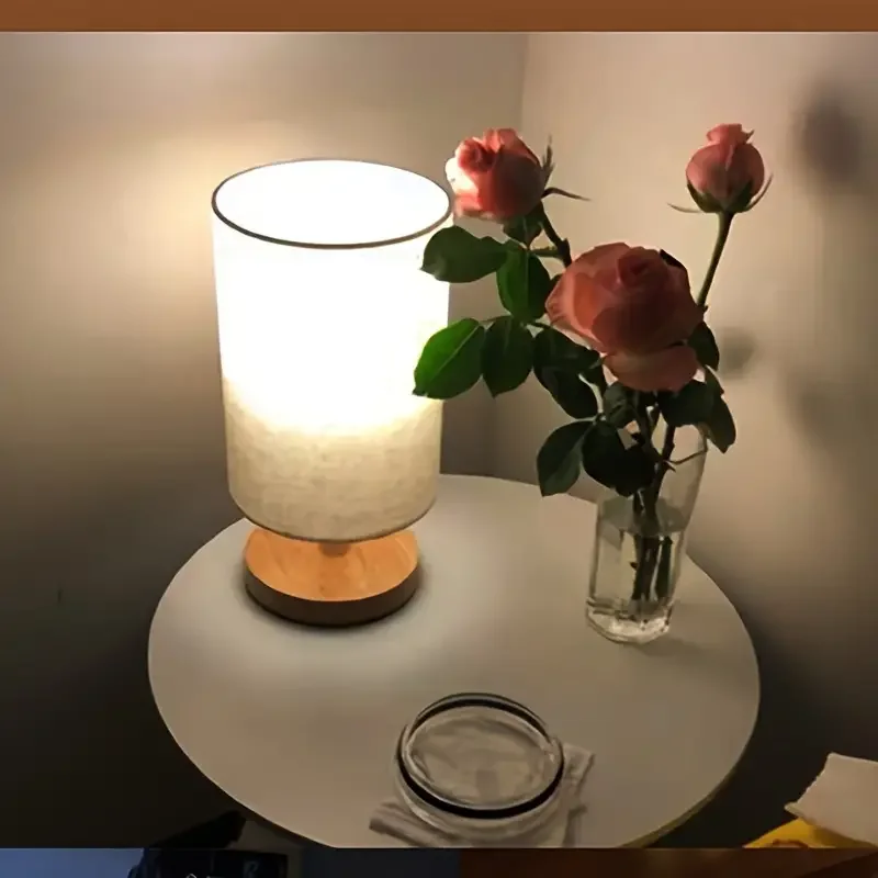 

HMTX 1pc Solid Wood Decorative Usb Desk Lamp, Bedroom Bedside Study Led Night Light, Energy-saving Creative Log Cloth Cover