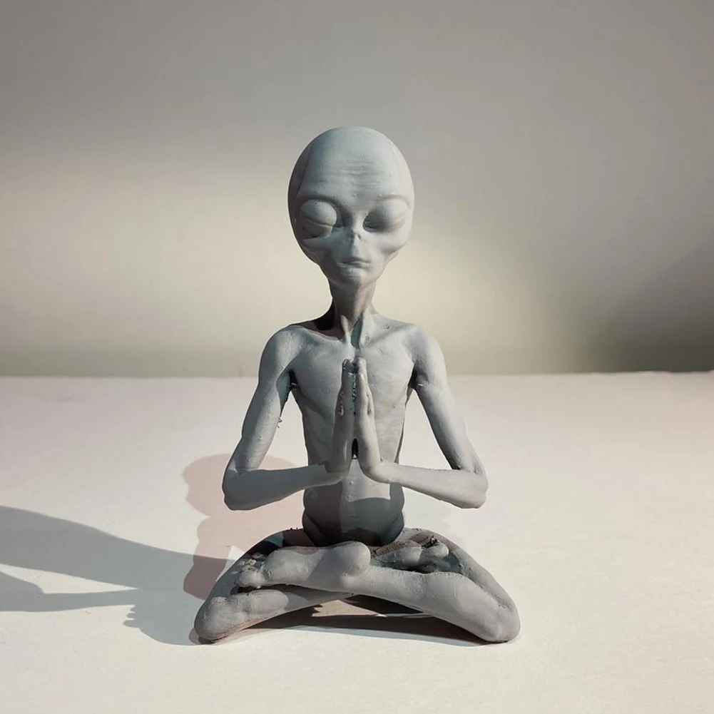 

Meditating Alien Resin Home Garden Decorative Miniatures Figurines Indoor Outdoor Art Outer Space Martians Statue Decorations