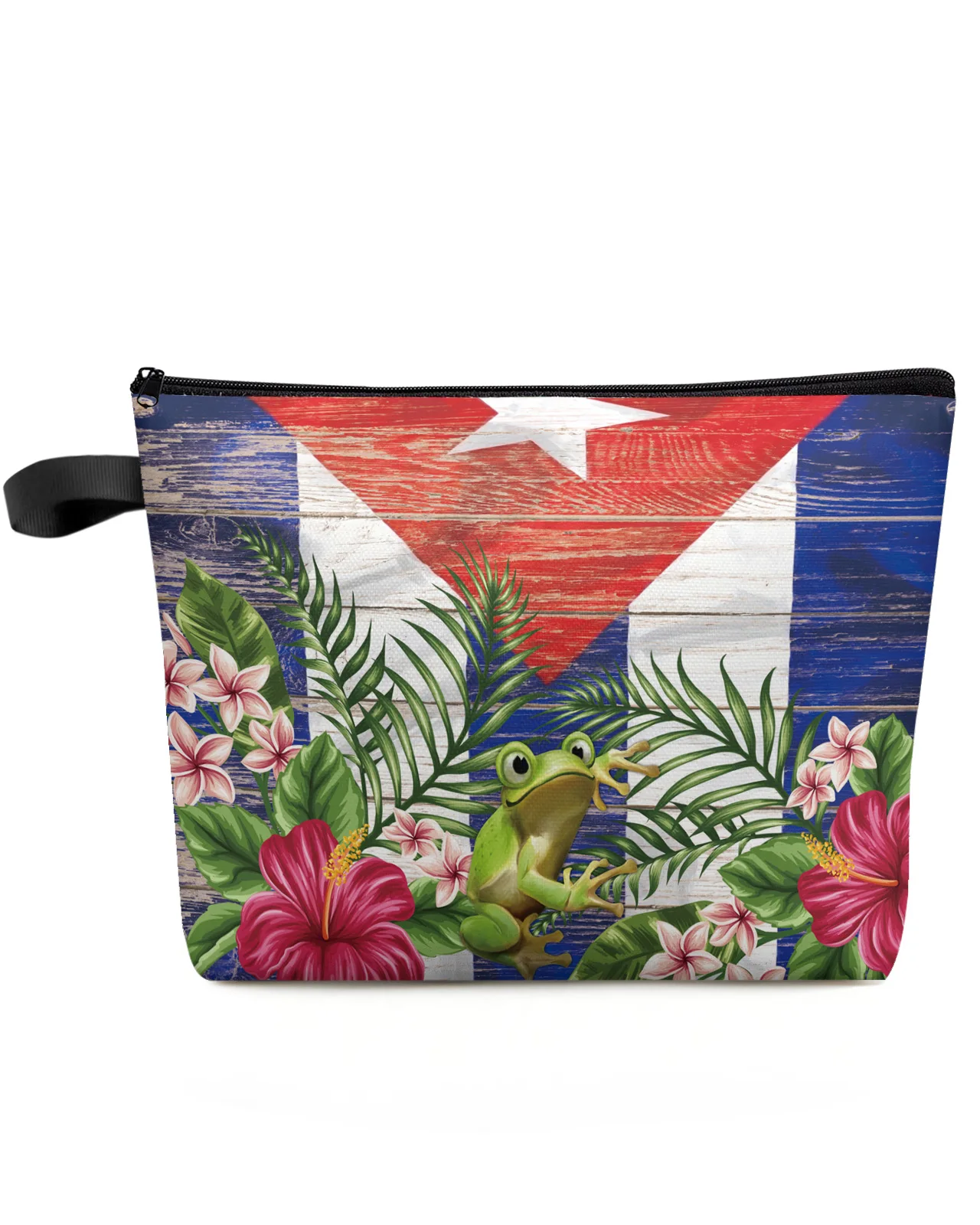 

Frog Flower Vintage Wood Makeup Bag Pouch Travel Essentials Lady Women Cosmetic Bags Toilet Organizer Kids Storage Pencil Case