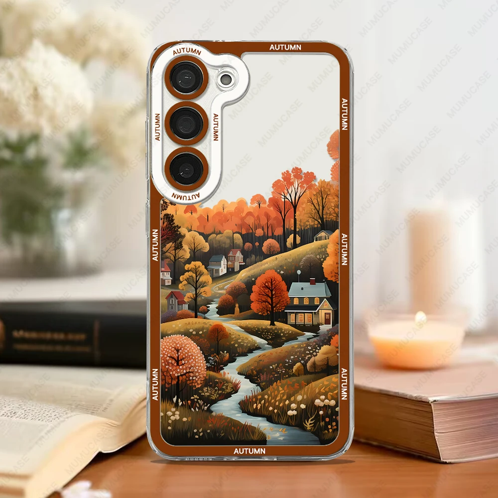 Чехол для телефона с осенним пейзажем Samsung Galaxy S20 S21 S22 S23 S24 FE Plus Ultra A54 A53 A52 A34 5G чехол