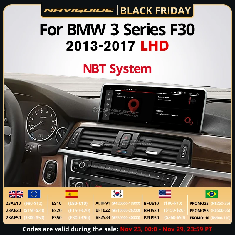 

NAVIGUIDE 10.25'' Wireless Carplay Multimedia Player For BMW 3 4 Series F30 F31 F32 F33 F34 F36 Display Screen Android Auto BT