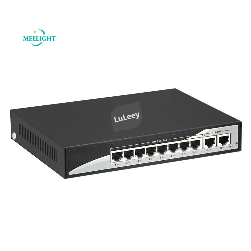 Стандартный 10-портовый POE коммутатора Ethernet 10/100M 8 + 2-портовый концентратор