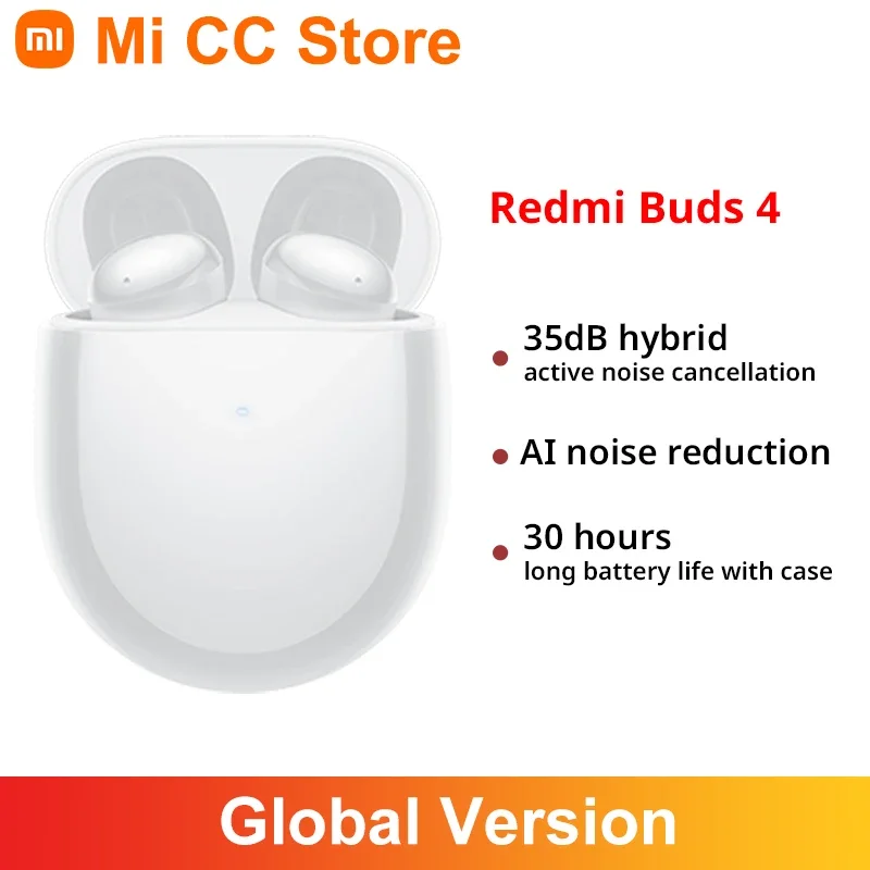Фото Наушники-вкладыши Xiaomi Redmi 4, до 30 часов прослушивания, Bluetooth 5,2, беспроводная гарнитура 35 дБ, активное шумоподавление №1