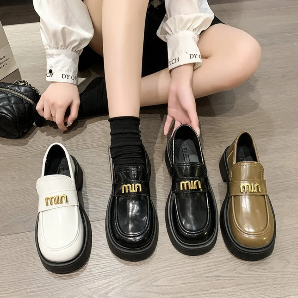 

Туфли женские маленькие в британском стиле, лоферы на платформе, модная повседневная дизайнерская обувь, весна-осень 2023