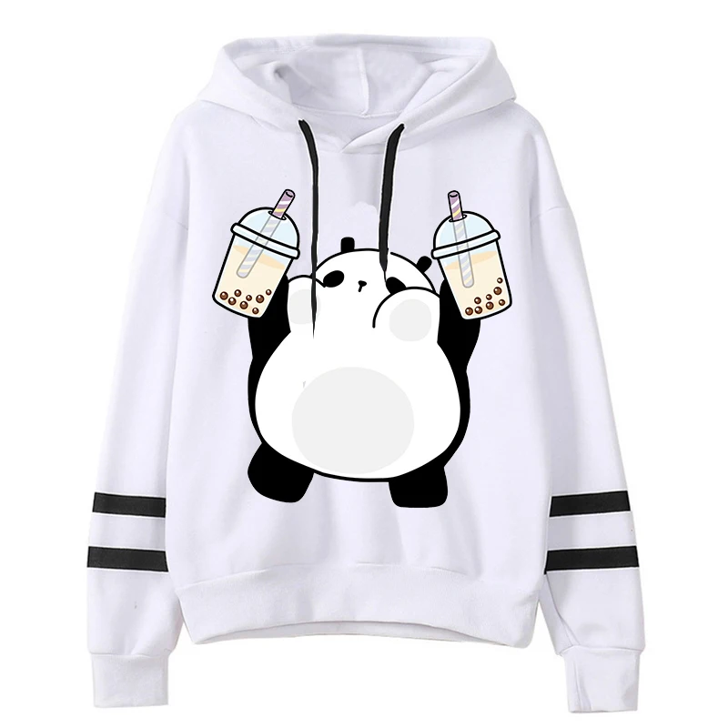 

Fashion Women Casual Solid Blouse Autumn Winter Hoodie Chubby Little Panda Loves Boba Print Sweatshirt Long Sleeves Pullover Top