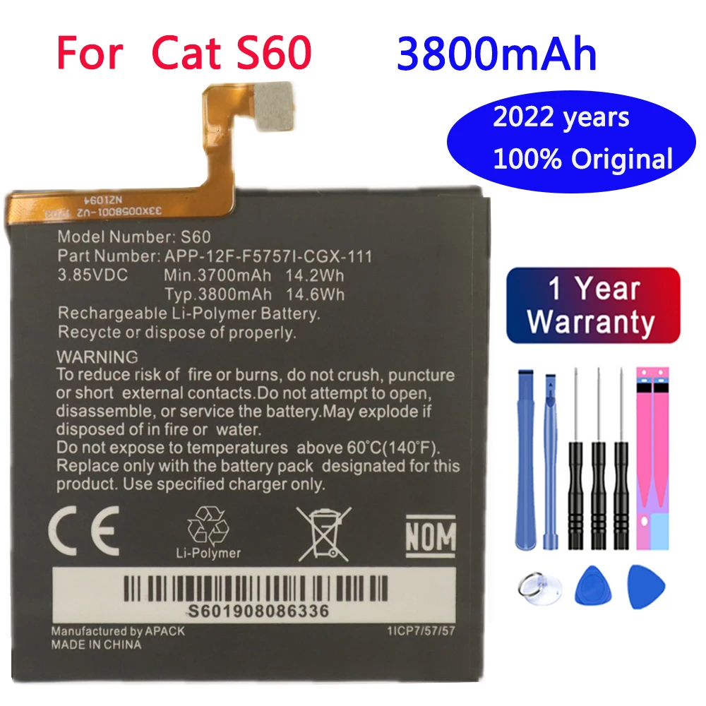 100% Новый оригинальный запасной аккумулятор 3800 мАч для Caterpillar Cat S60 APP-12F-F57571-CGX-111 аккумулятор + Бесплатные инструменты