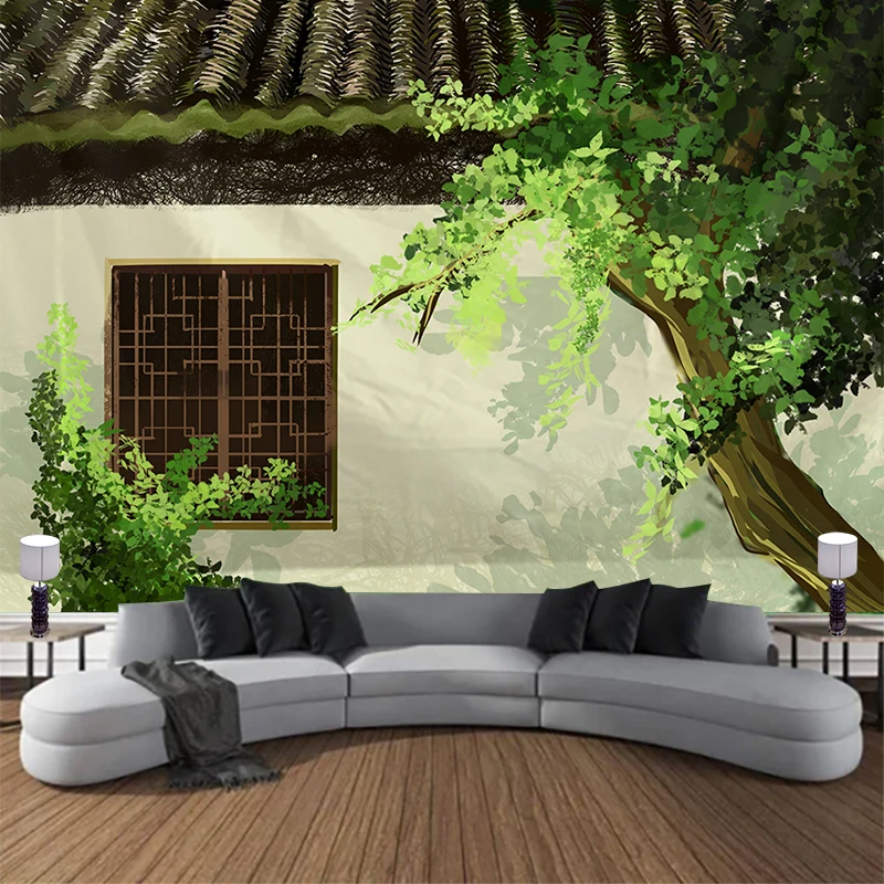 Ландшафтный двор гобелен для стен искусство домашний дом Спальня Декор 2024