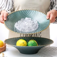 european style western tableware emerald deep bottomed bamboo hat fruit plate household decoration plate with golden edge