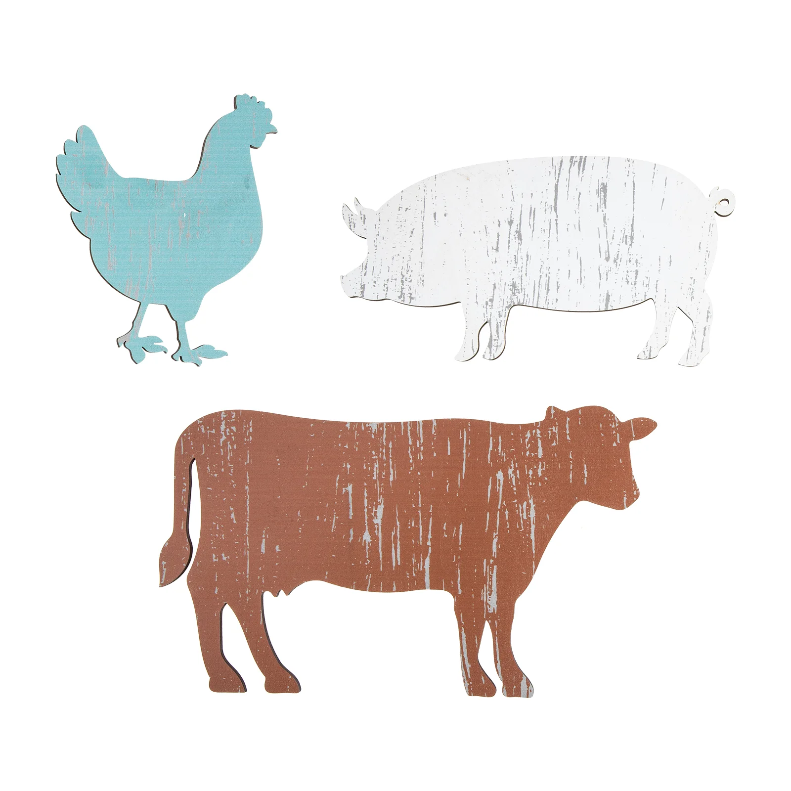 

1 Set of Farm Animal Hanging Wood Signs Farmhouse Hanging Cow Chicken Wall Decors