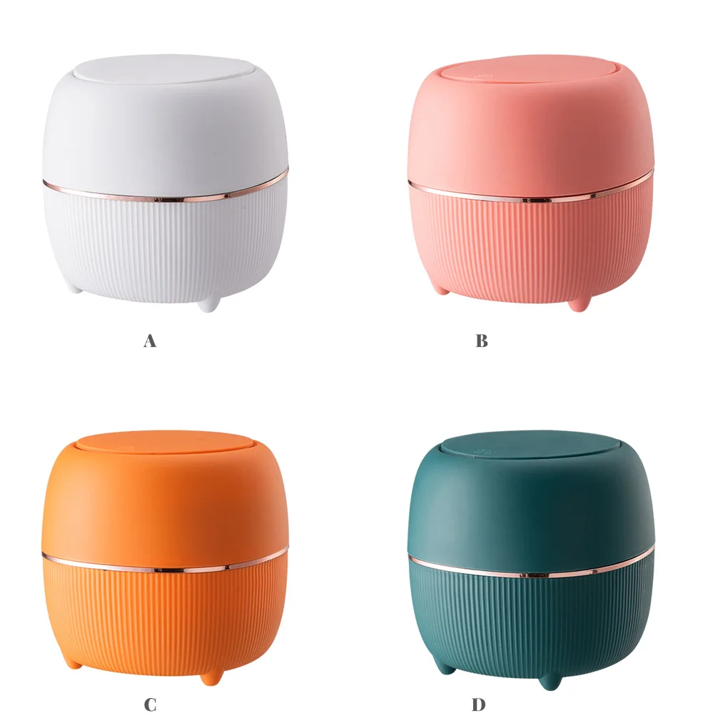 

Trash Can Round Storage Bucket Office Desktop Waste Bin Plastic Kitchen Garbage Organizer with Lid Green