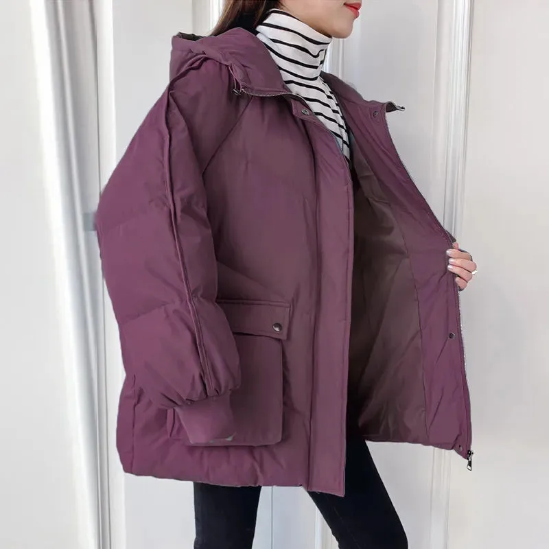 Cotton-padded Coat 2022 New Short Winter Jacket Korean Women Warm Hooded Down Cotton Jacket Parkas Female Casual Loose Outwear