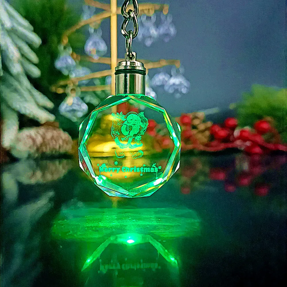 Рождественские украшения брелок со светодиодной подсветкой 7 цветов кристалл