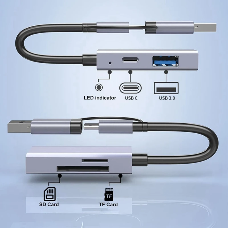 Устройство чтения карт памяти 4 в 1 адаптер USB 3.0 USB-C SD TF U Disk OTG для Pro/Air 2023 Ipad Pro Imac