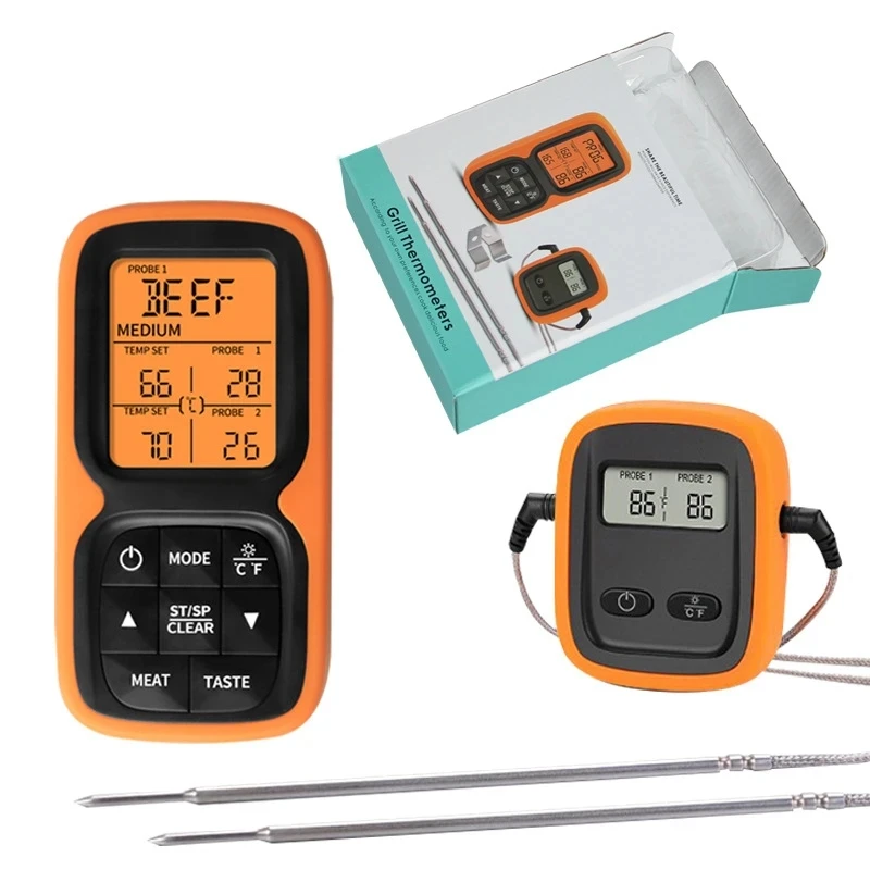 

Alarm Digital Meat Thermometers Remote Cooking Food Barbecue Grill Thermometer With Double Probe for Oven Smoker Grill BBQ
