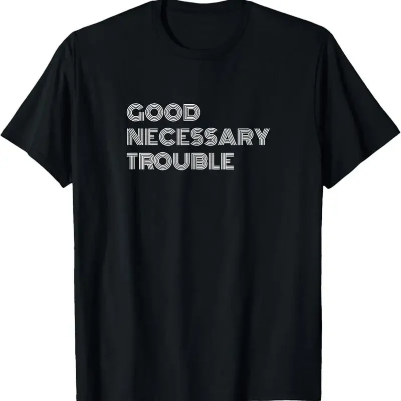 Фото Винтажная футболка с политическим слоганом и цитатой: Good Necessary Trouble Political Slogan Vote Quote №1