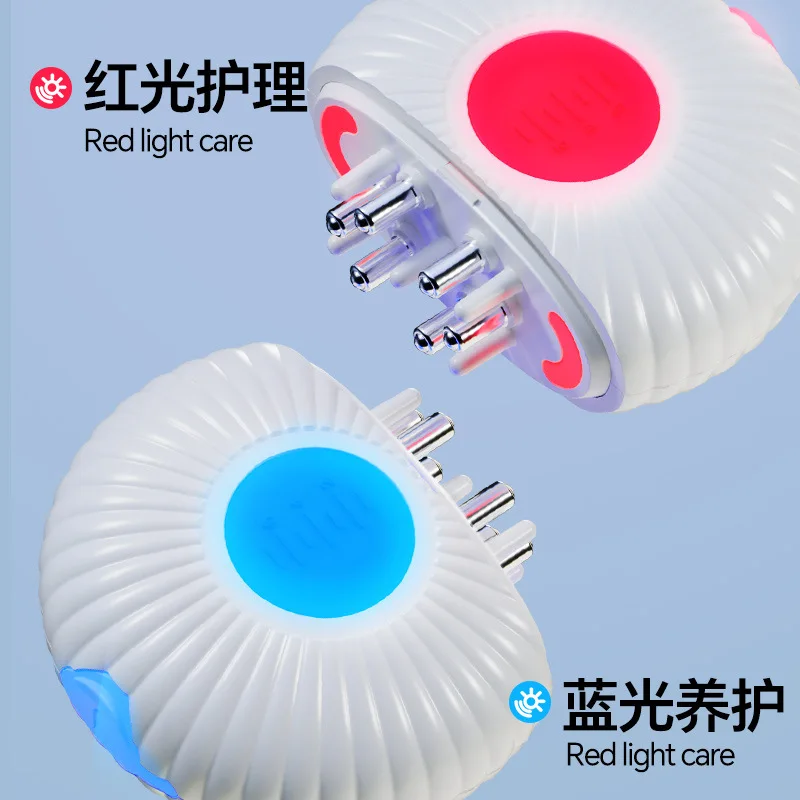 Расческа электрическая для массажа головы с вибрацией красного и синего цвета