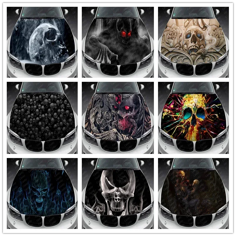 Наклейка на капот автомобиля с темным черепом наклейка графика пленку грузовик