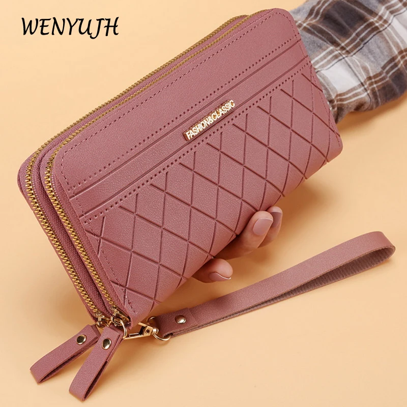 

Pu Leather Women Long Wallets Large Capacity Double Zipper Mobile Phone Bags Luxury Clutch Bag Purse Card Holder Lady Wallets