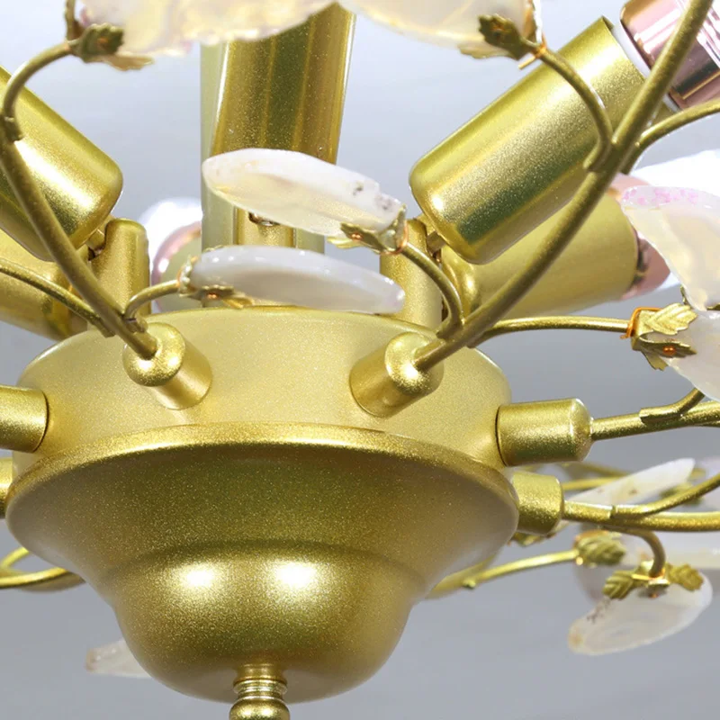 

Chandelier Led Art Pendant Lamp Light Room Decor Christmas Decoration Natural Colorful Agate Restaurant Fixtures Romantic