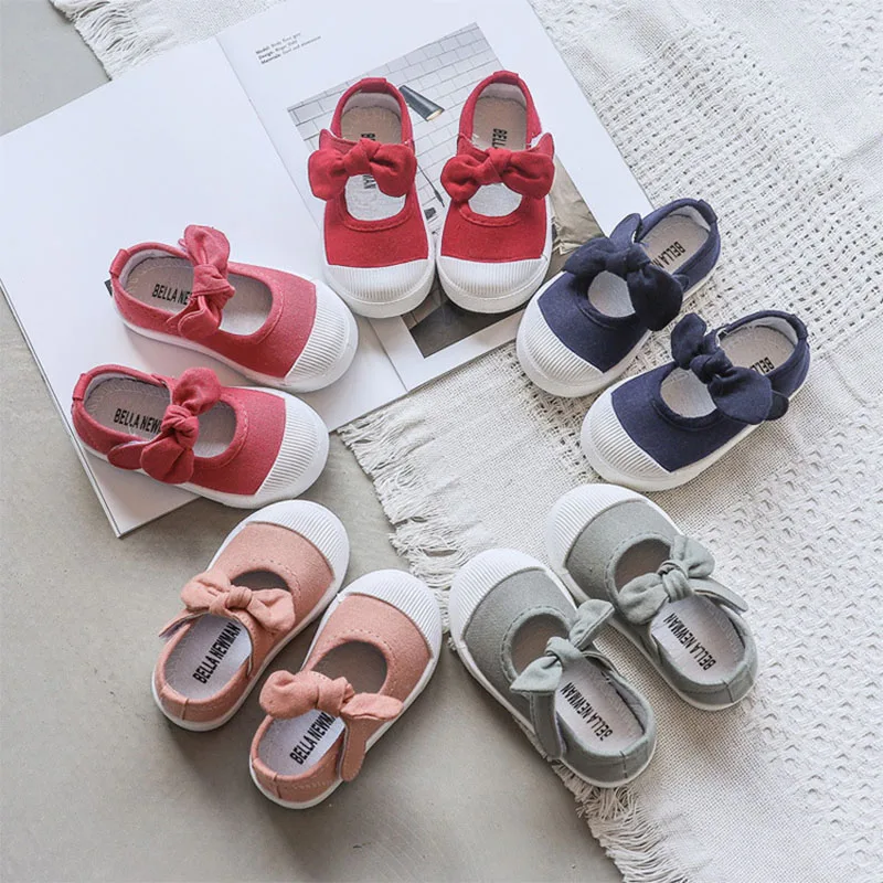 

Весна Лето 2022, милая детская дышащая парусиновая обувь для девочек, милая обувь для девочек с бантом, танцевальная обувь для маленьких девоч...