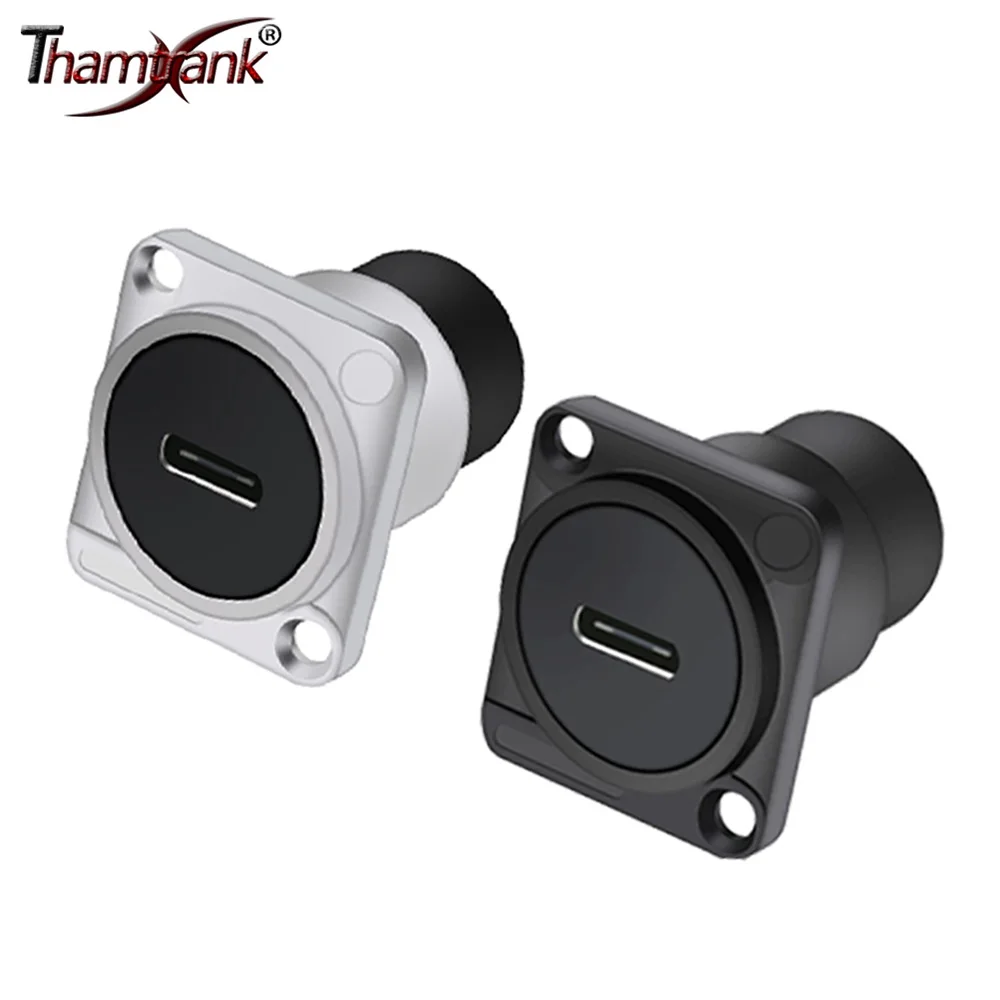 4 шт., черный/серебристый Type-C, разъем для монтажа на панель, разъем Type-C, преобразователь Aapter DIY Jack для автоматической установки