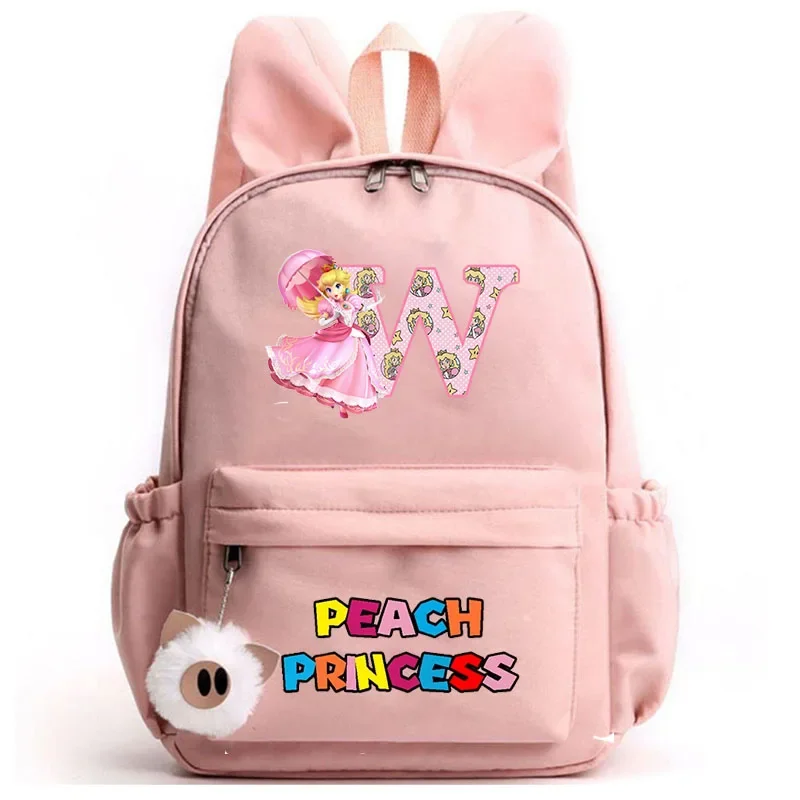 New Super Mario Girls School Backpack Kawaii Peach Princess Cartoon Printed Bag Children Supplies Birthday Gifts