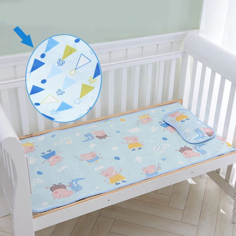 ZK40 Infant baby double-sided ice silk cooling mat diaper mat children's mat crib mat 110X60 (without pillow)