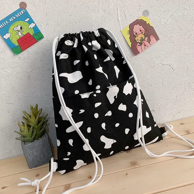 

Cheap Very Good Quality Striped Drawstring Backpack Bag Women Sackpack Cotton Canvas Women's Backpacks Bags free shipping