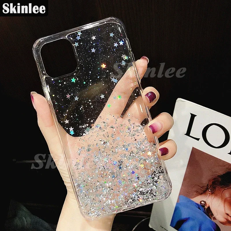 Фото Skinlee ЧЕХОЛ ДЛЯ VIVO V29 5G V30 SE с кольцом, прозрачные блестящие звезды, блестки, силиконовый чехол для V40 SE V30 Lite, противоударный чехол №5