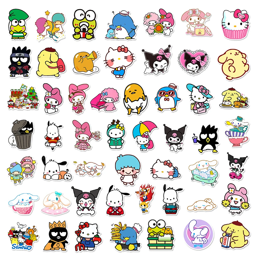 10/30/50/100pcs Kawaii Sanrio Stickers Hello Kitty Kuromi Anime Decals DIY Laptop Phone Car Aesthetic Cute Sticker for Kids Toys images - 6
