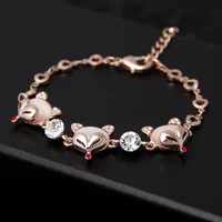 fashion simple zircon rose gold color animal chain fox bracelets for women holiday gift luxury jewelry accessories wholesale