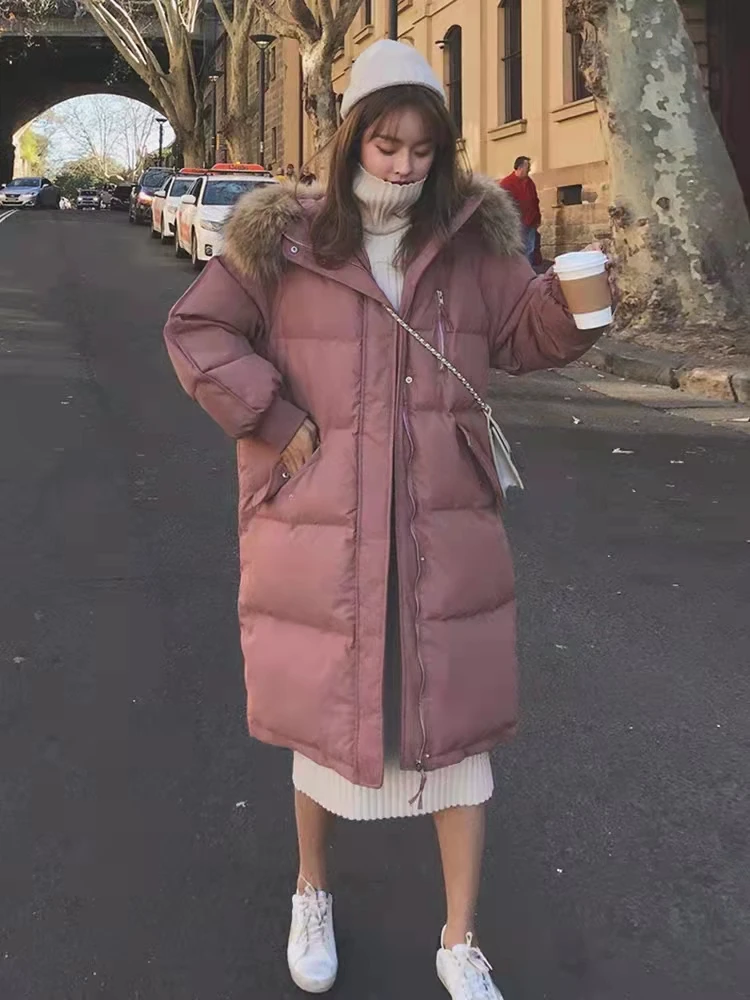 2022 Long Winter Coat Women Hooded Down Parka Ladies New Warm Winter Jacket Women Loose Big Fur Collar Jacket Coat Woman Jacket