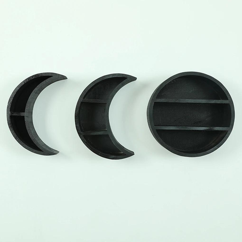 

Storage Shelf Moon Shape Wall Mounted Holder Wood Decoration DIY Living Room Rack 3pcs set