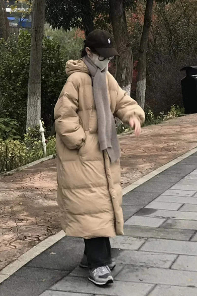 Cotton Padded Clothes New 2022 Winter Women's Winter Mid Length Parkas Hooded Coat Women Loose Thick Fluffy Overcoat Outwear