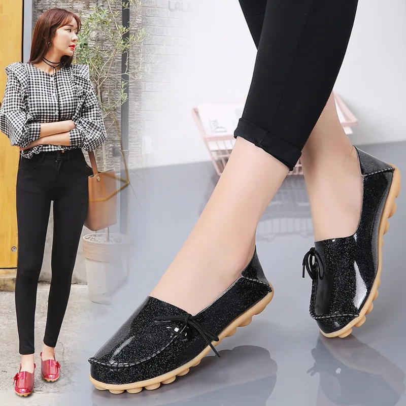 

Женские мокасины из натуральной кожи, на плоской подошве, без застежки, балетки с бантиком, большие размеры, осень 2023