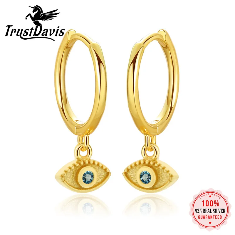 

TrustDavis Настоящее серебро 925 пробы 2022 модные милые синие Подвески Серьги-кольца для женщин Свадебные ювелирные изделия DF120
