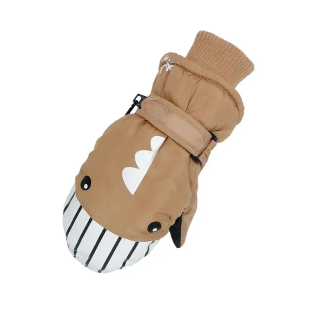 

Kids Skiing Mittens Boys Girls Thickened Waterproof Snow Gloves Cartoon Outdoor Mitten Clothes Accessory Khaki