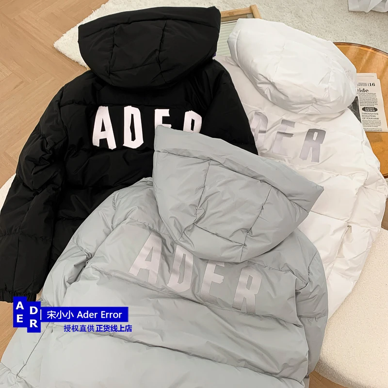 Korean high-quality down jacket for men and women unisex coat printing winter thickened white duck down hooded bread jacket coat
