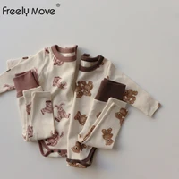 freely move casual baby boy clothes sets print toddler girl outfits cotton long sleeve topsshorts spring newborn clothes