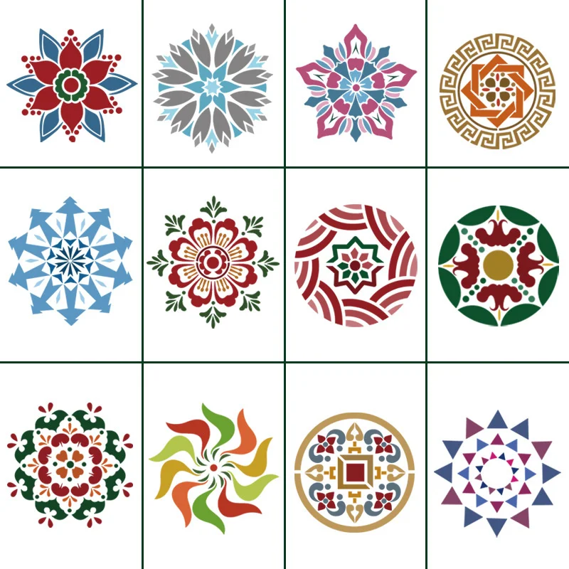 

15pcs/set Datura Auxiliary Painting Template DIY Mandala Wall Painting Furniture Deco Hollow Out Drawing Board Graffiti Spray