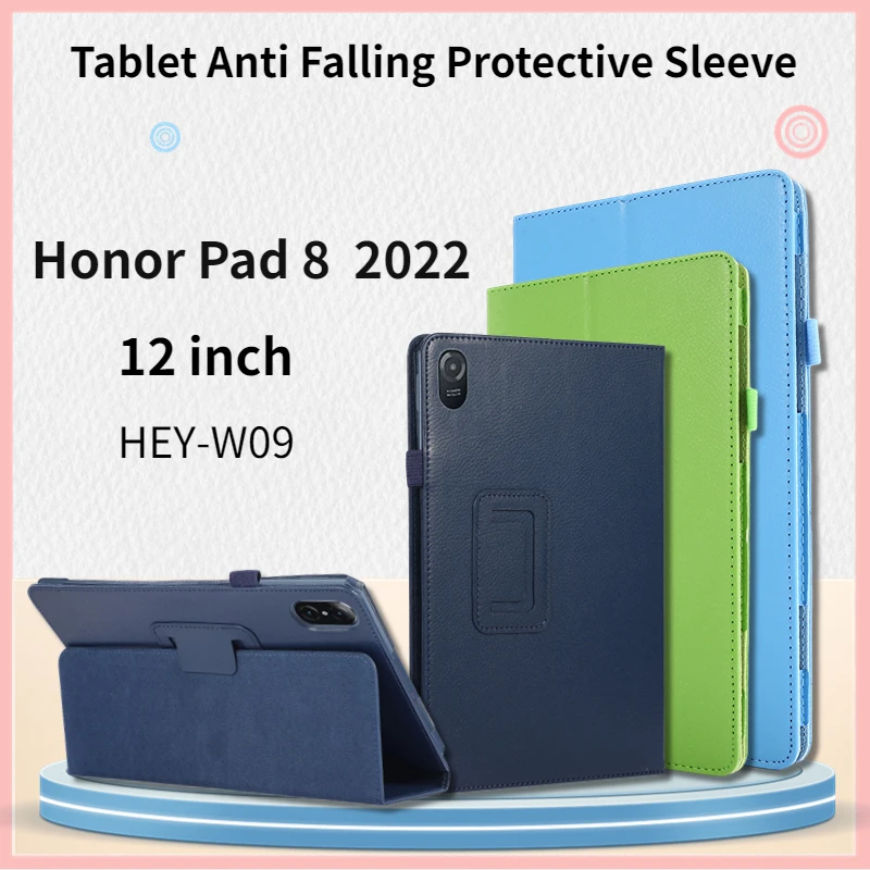 

For Honor Pad 8 2022 12inch Case Fold Stand Cover For Honor Pad HEY-W09 Litchi Pattern Fashion Flip Case Coque Funda