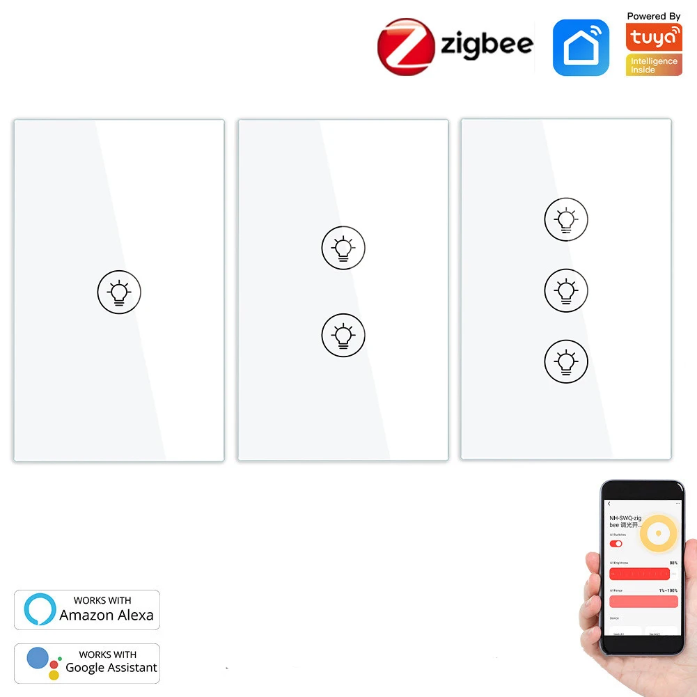 

Умный светильник кнопочный регулятор света ZigBee, переключатель с независимым управлением, работает с приложением Alexa Google Home и стандартами СШ...