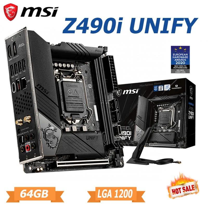 

LGA 1200 Intel Z490 Motherboard DDR4 MSI MEG Z490I UNIFY 64GB PCI-E 4.0 M.2 Overlocking Mini-ITX LGA 1200 Mainboard Intel CPU
